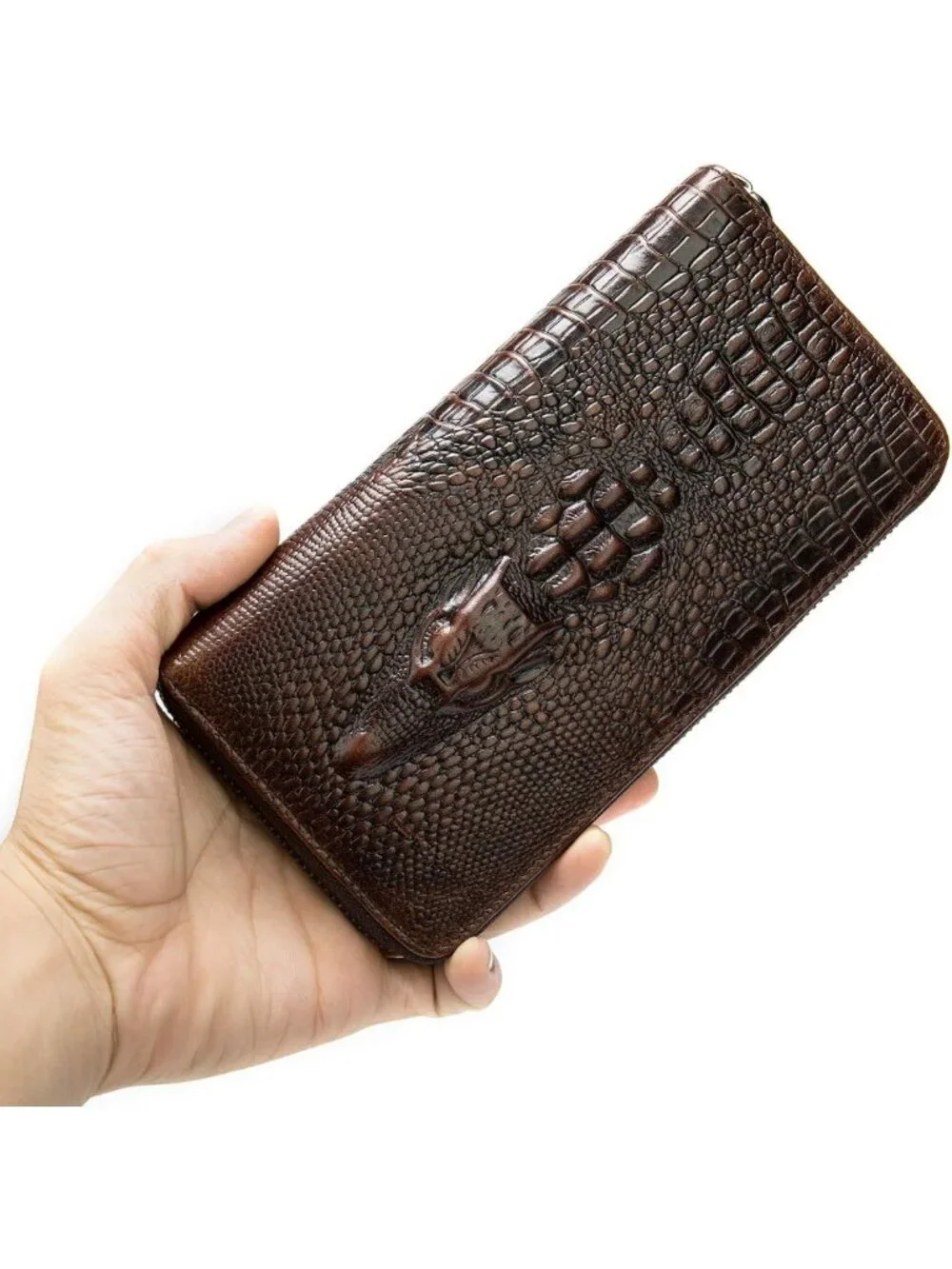 Stylish Genuine Leather Long Wallet for Men - Personalized Zip Around Checkbook